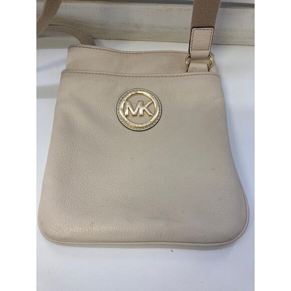 MICHAEL KORS, SMALL CREAM / TAN LEATHER CROSSBODY BAG (ASIS) - Picture 3 of 13